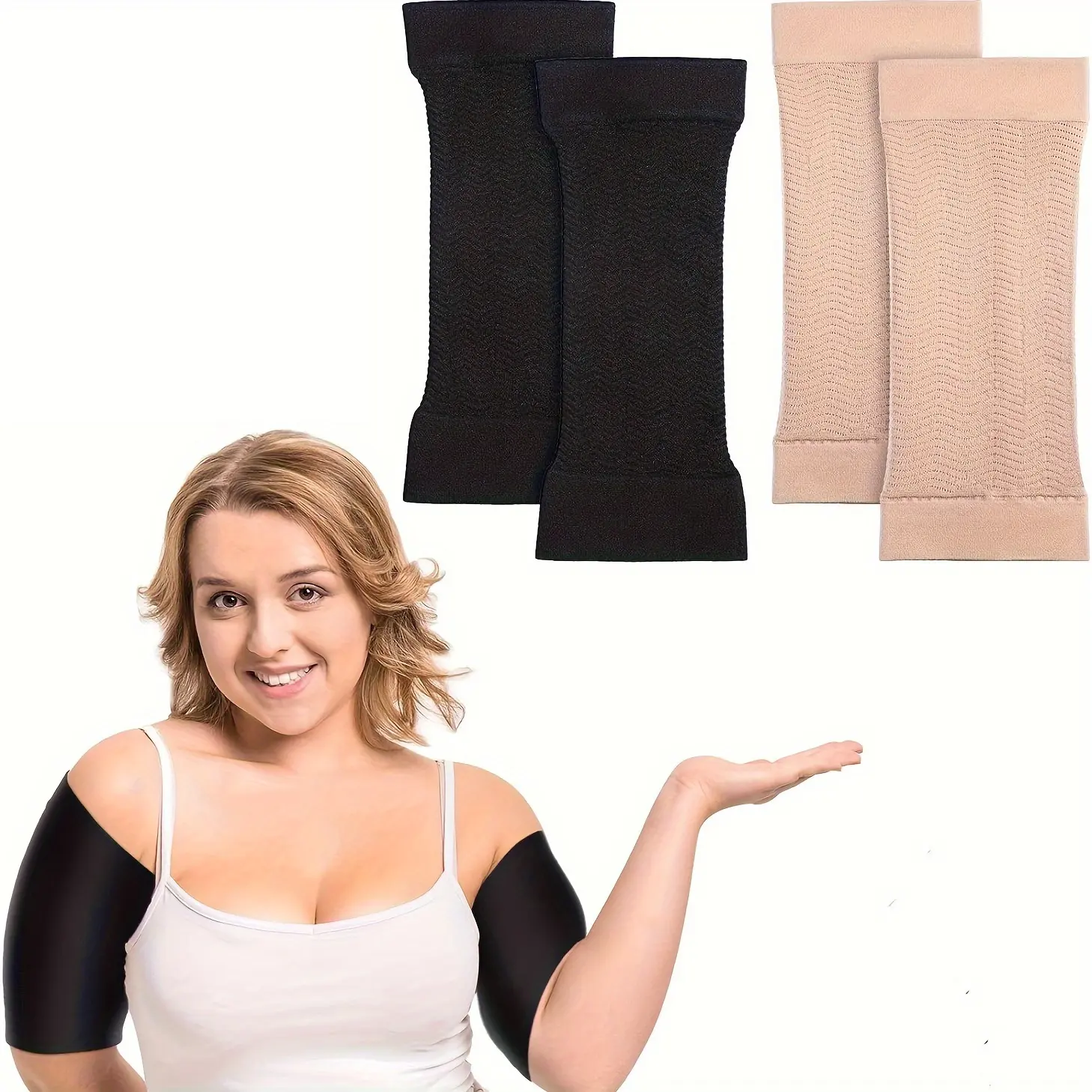 2 Pairs Arm Shaper Compression Sleeves for Women – Slimming Arm Shapewear Covers, Seamless Breathable Upper Arm Compression Sleeves, Invisible Toning Sleeves for Everyday Wear, Workout & Shapewear Essentials