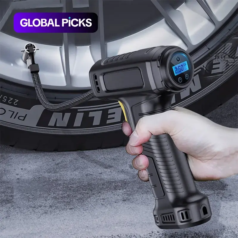 Portable Wireless & Wired Digital Tire Inflator Cordless with LCD Display, Multifunctional Onboard Air Compressor for Car, Motorcycle, SUV and Truck #GLOBAL PICKS