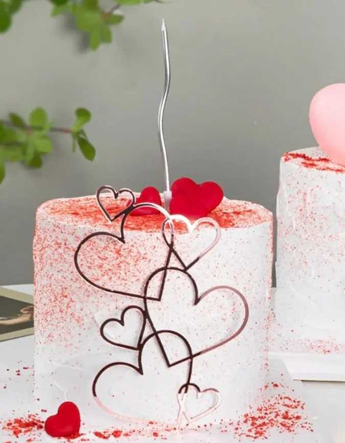 Hearts Cake Topper – Elegant Wedding & Engagement Dessert Decoration