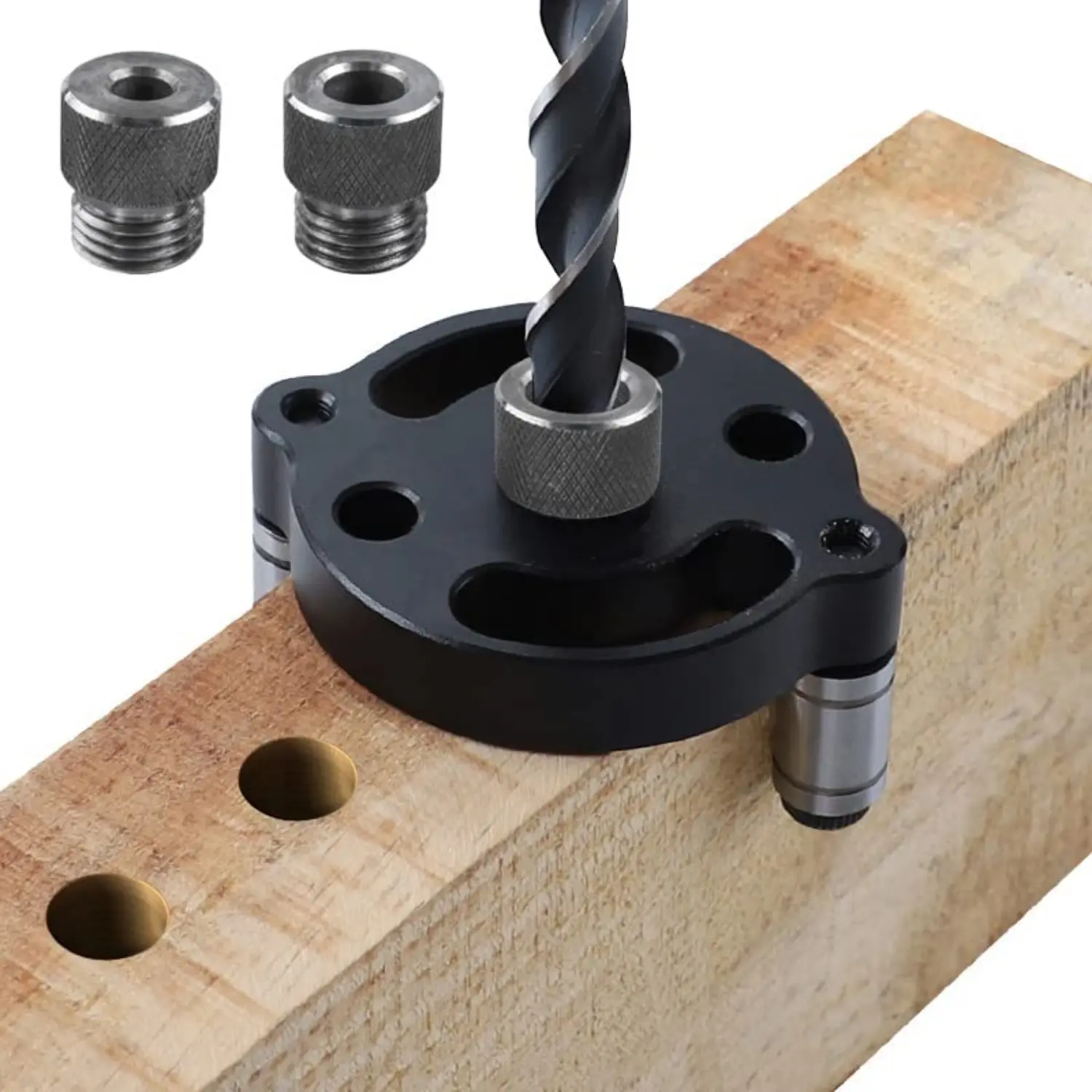 6/8/10mm Metal Self-Centering Dowel Drill Guide Jig, Handheld Drill Bit Attachment, Non-Electric Carpentry Accessory for Pocket Holes, Vertical Doweling Woodworking Tasks, Drill Attachment Jigs, Drill Jig Accessories