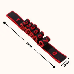 &Stretching Strap - Yoga Stretch Belt with 8 Loops, Multi-Segment Design & Storage Bag - Elastic Exercise Strap for Physical Therapy, Home Workout, Pilates, Hamstring & Full Body Flexibility Training | Red