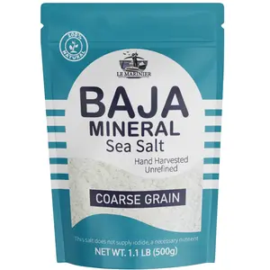 Le Marinier Baja Mineral Sea Salt Coarse Grain, 1.1lb - 18oz | 100% Natural and Unrefined | Authentic Baja Sea Salt, Mineral Rich, Hand Harvested (1.1lb Coarse Baja Salt) Iron Flavor