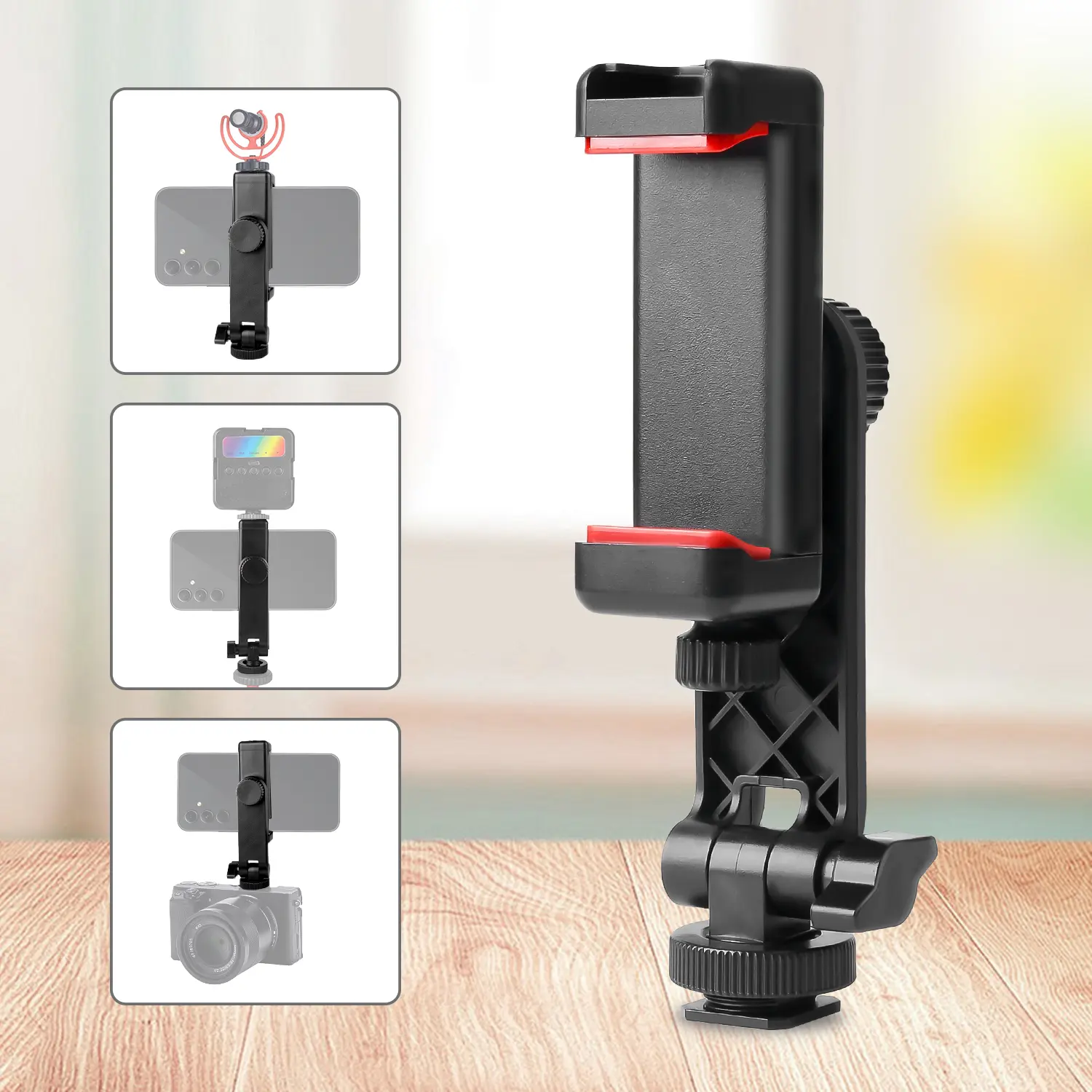 Phone holder with Cold Shoe Mount, Camera Hot Shoe UniversalCell Adapter Support Free AdjustmentJoints,Phone Tripod Mount for iphone17 Pro/MAX,for Samsung Galaxy and Other Phones Accessories Smartphone#SummerWins#Fathersdaygift