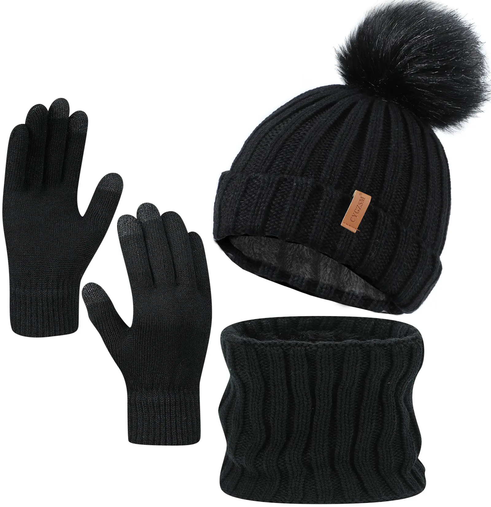Women’s Winter Knit Hat, Scarf & Touchscreen Gloves Set | Cozy 3-Piece Cold Weather Accessories | Stylish & Warm | Perfect for Winter Outdoors