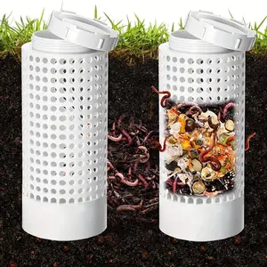 Space Saving Worm Tea Composter - 1 Round Sealed Odor-Free PVC Worm Compost Bin for Small Flower Pots and Gardens, Lawn Care