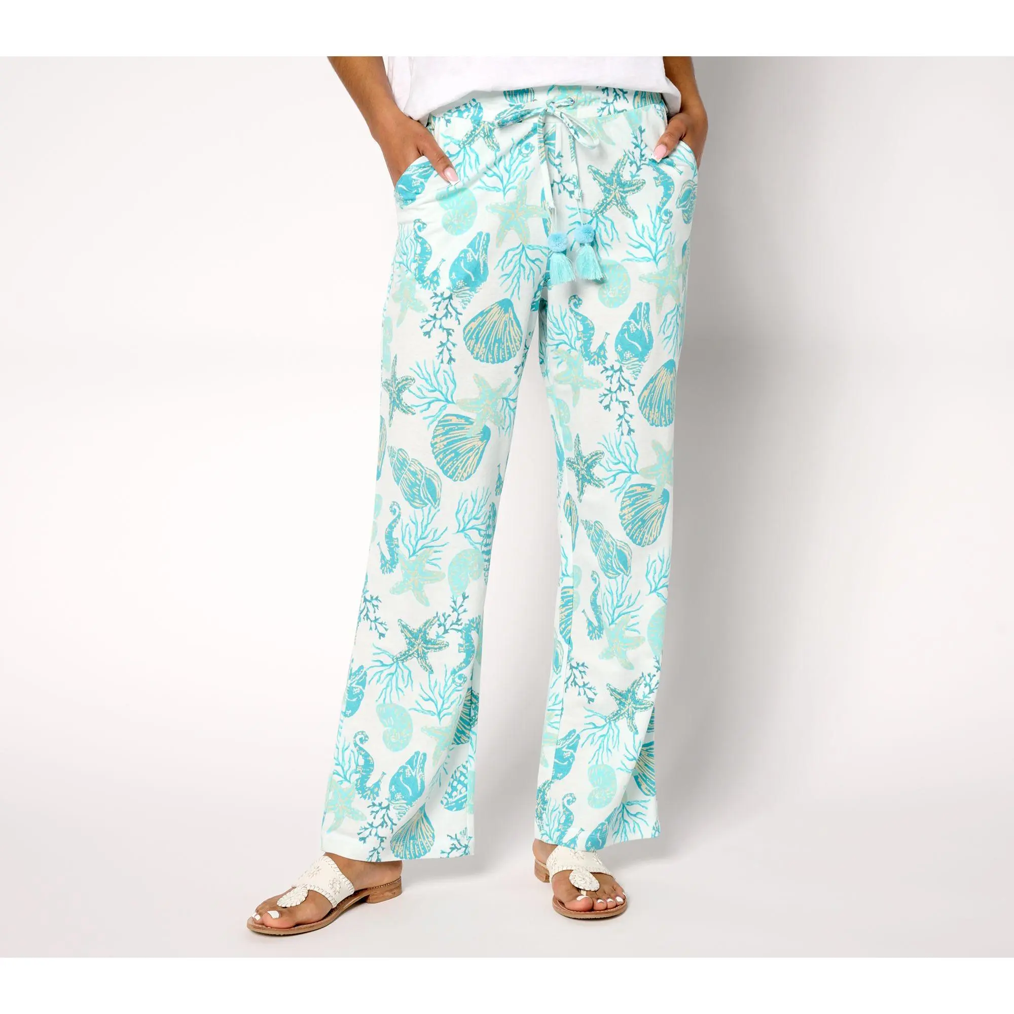 Belle Beach by Kim Gravel Regular Cabana Knit Shell Beach Pants