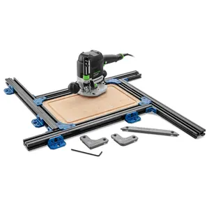 Rockler Cutting Board Juice Groove Routing Jig - Adjustable Groove Router Jig for Cutting Boards Up to 18"x18" - Includes Corner Radius Guides & Handle Routing Templates
