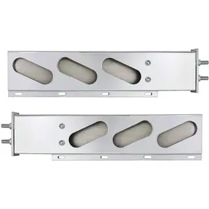 Chrome Straight Spring Loaded Mud Flap Hanger Bracket Mudflap Holder 30" Length 2.5" Bolt Pattern with Oval Light Cutouts Compatible with Semi Trucks