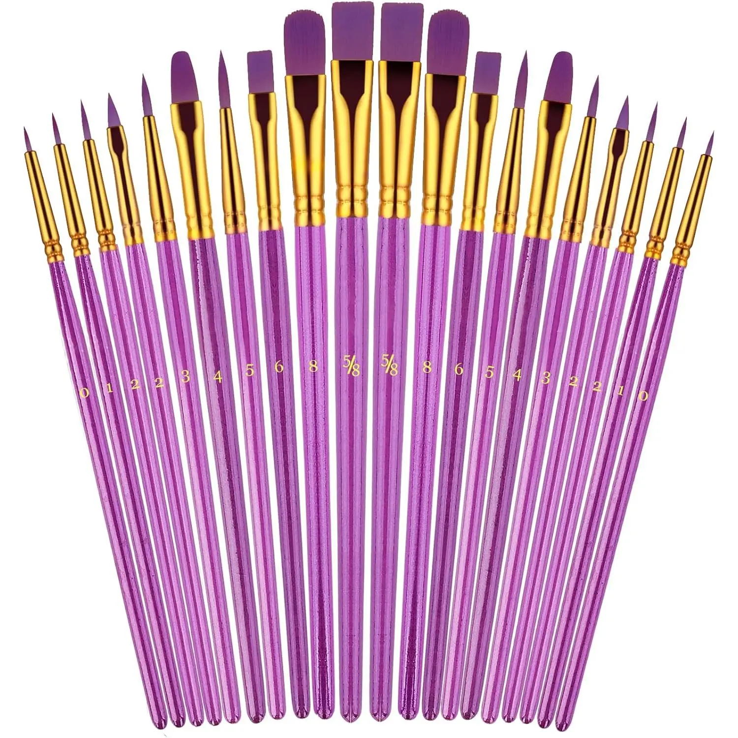 Brushes Set, 2Pack 20 count  Brushes for  Painting, Oil Watercolor   Brush, Artist Paintbrushes for   Rock Canvas,  Adult Drawing Arts Crafts Supplies, Purple
