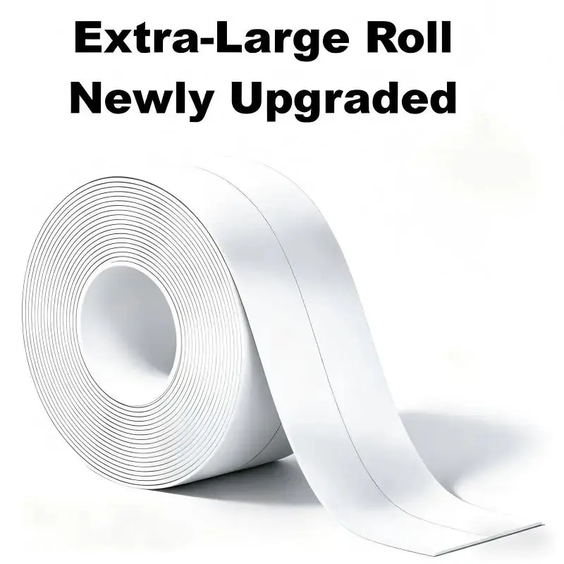 HOTYPXQ Self-Adhesive White Caulk Tape - 3 Roll PE Invisible Sealant Strip with Strong Adhesion, Waterproof, Easy-to-Apply for Bathroom Accessories, Kitchen Edge Protection, Adhesive Strips Waterproofers, Seal Strip Waterproofers