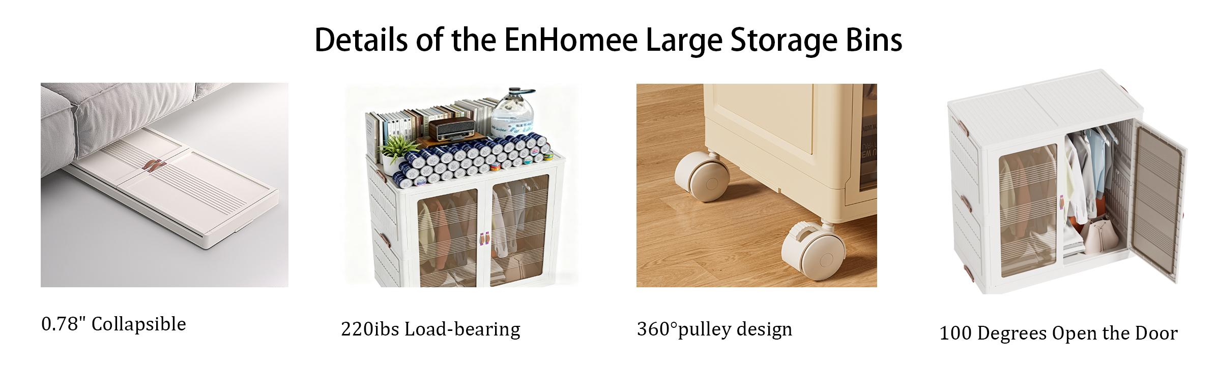 Foldable Storage Cabinet with Wheels – Stackable Plastic Organizer Bins with Magnetic Doors for Closet, Bedroom & Dorm