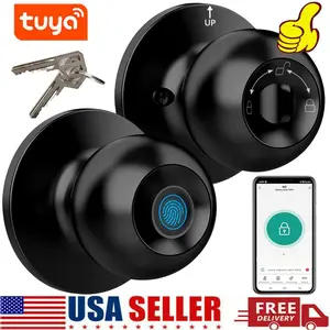 Fingerprint Door Lock Smart Door Knob Biometric Door Lock with Key & App Control