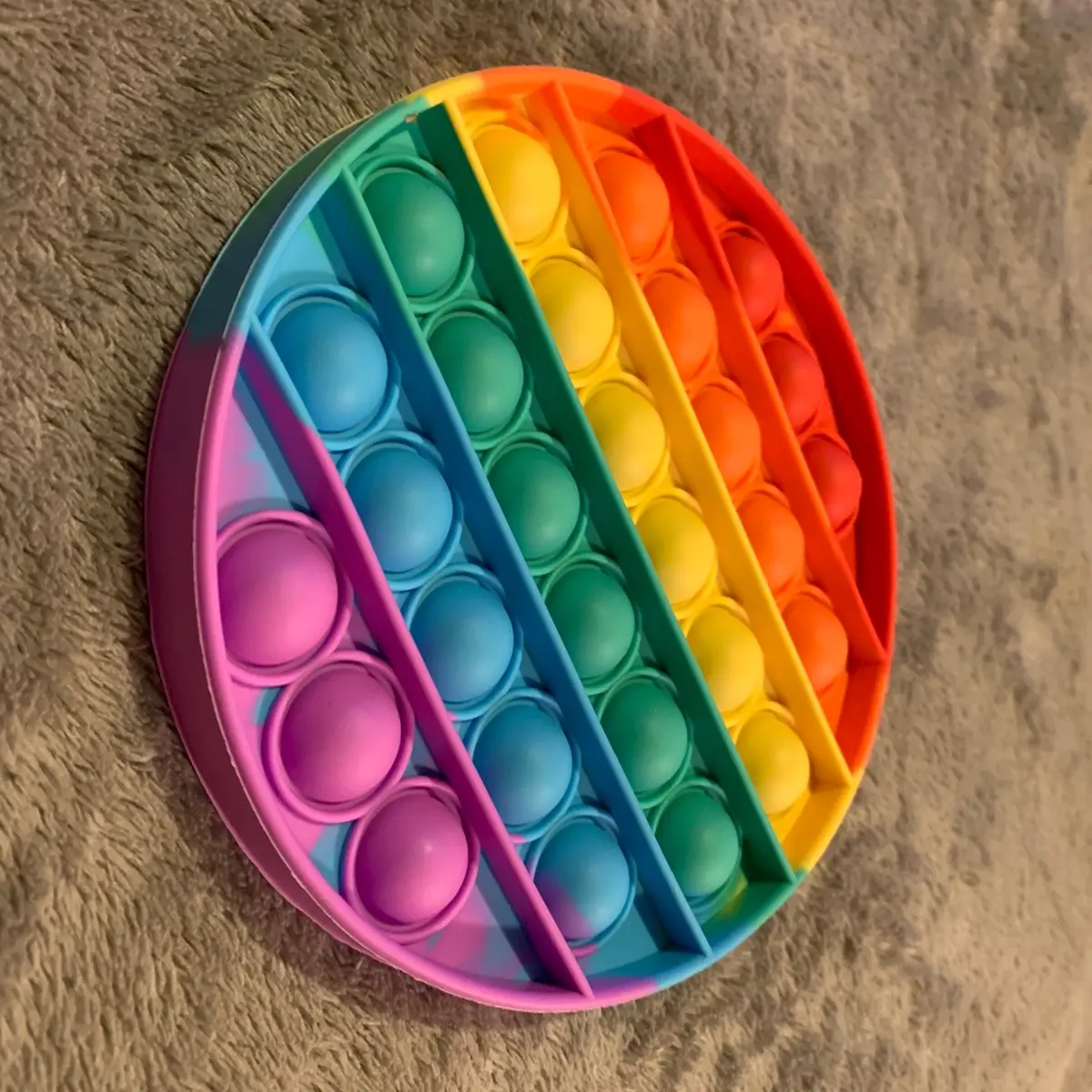 Fidget Rainbow Circle Push Bubble Sensory Board Toys Popper Stress Relief Autism ADHD Educational Gift Set Boys Girls Multicoloured Game