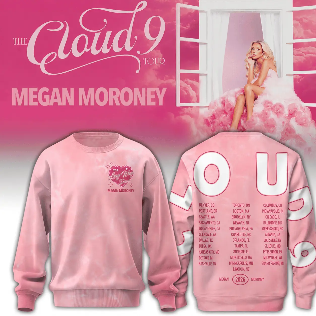 Megan Moroney Country Music Sweatshirt  HG The Cloud 9 Tour 2026 Apparel Gift For Megan Fans