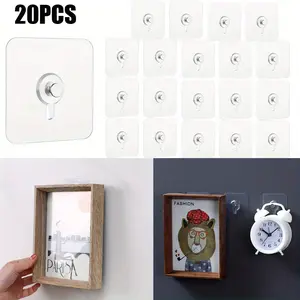 20 pcs 2.7 inch No-Trace Sticker Screw Hanging Nails Wall Mount Screw Hooks Beauty & Personal Care Interior Organiser Water Proof Installation Hangable Stainless Plastic