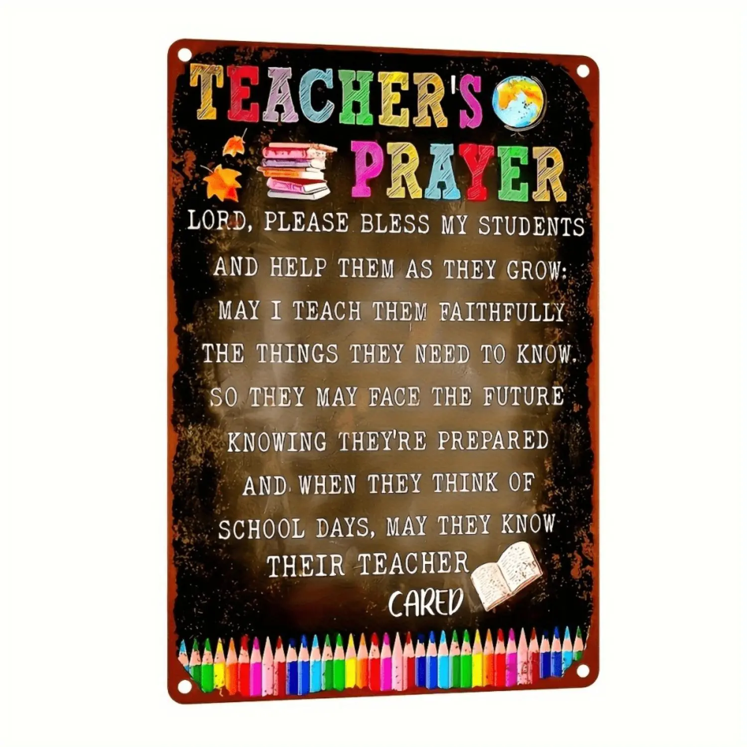 American Style Teacher Prayer Metal Plate - 12x8 in Metal Signs for Classrooms, Bedrooms - Vintage Wall Decoration, No Electricity Required, Signs for Bedroom