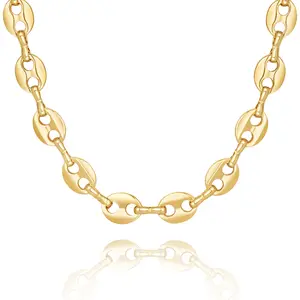 KissYan Gold Necklace for Women, 14K Gold Plated Dainty Chain Choker Chunky Figaro Snake Mariner Cuban Link Chains, Adjustable Trendy Necklaces Handmade & Jewelry for Christmas Gifts