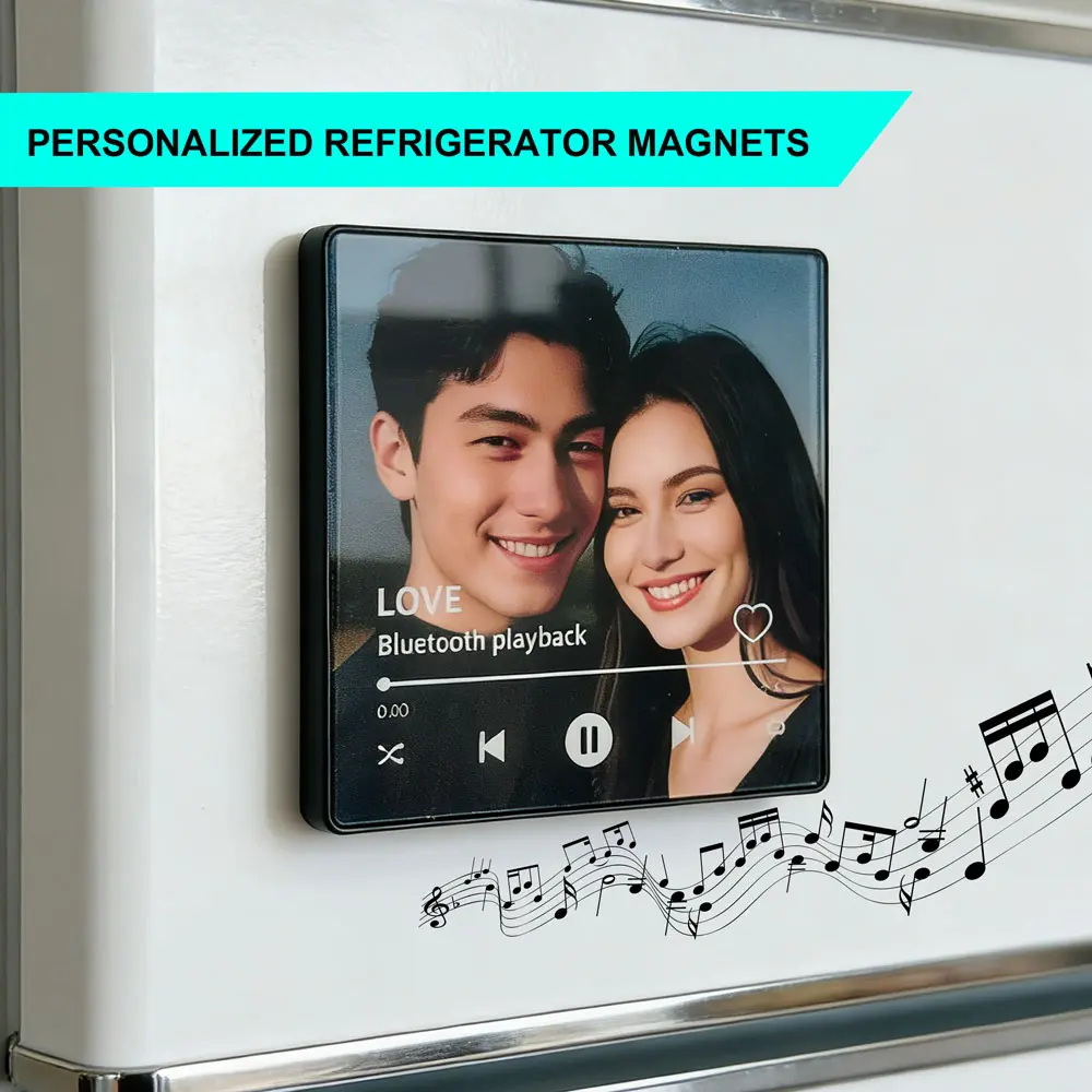 {Customization}Custom Photo Bluetooth Fridge Magnet Personalized Album Frame Plays Music magnetic refrigerator magnet music box Perfect for teacher appreciation gifts boyfriend birthday gift teen girl gifts anniversary gift for him graduation gifts gifts