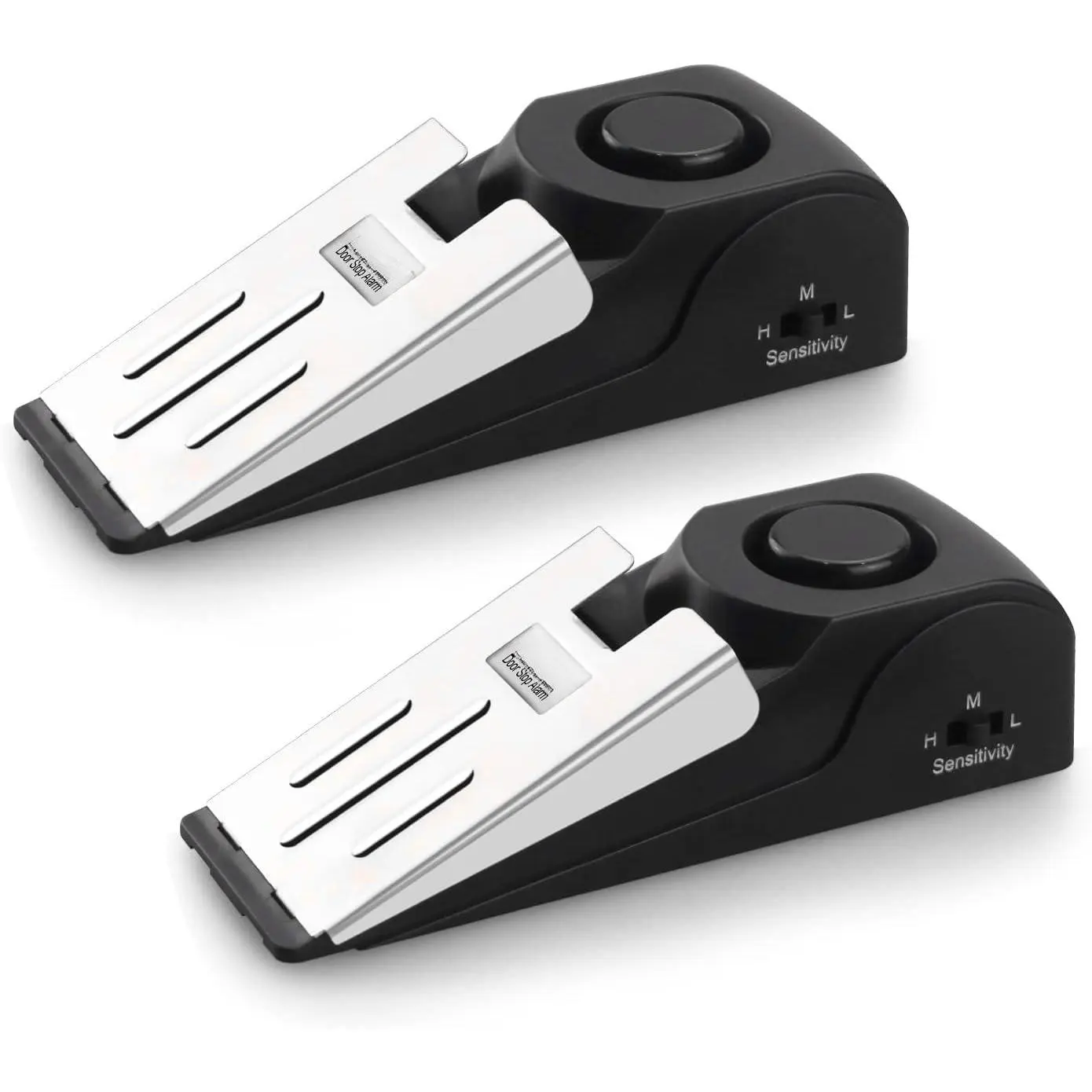 2 Pack Door Stop , Door Stopper with 120DB  , Floor Wedge Door Stop Siren, Door  Devices for Traveling, Apartment, Hotel and , Black