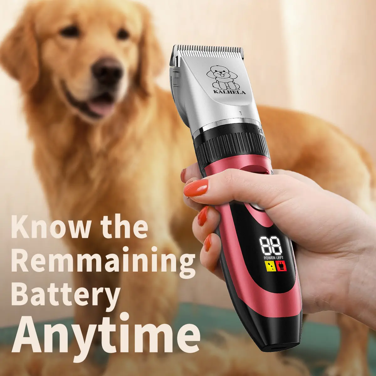 Dog Grooming Kit Scissors - Thick Coat Low Noise Cordless Cat Hair Trimmer Rechargeable Shaver - Pet Grooming Tools for Small and Large Animals