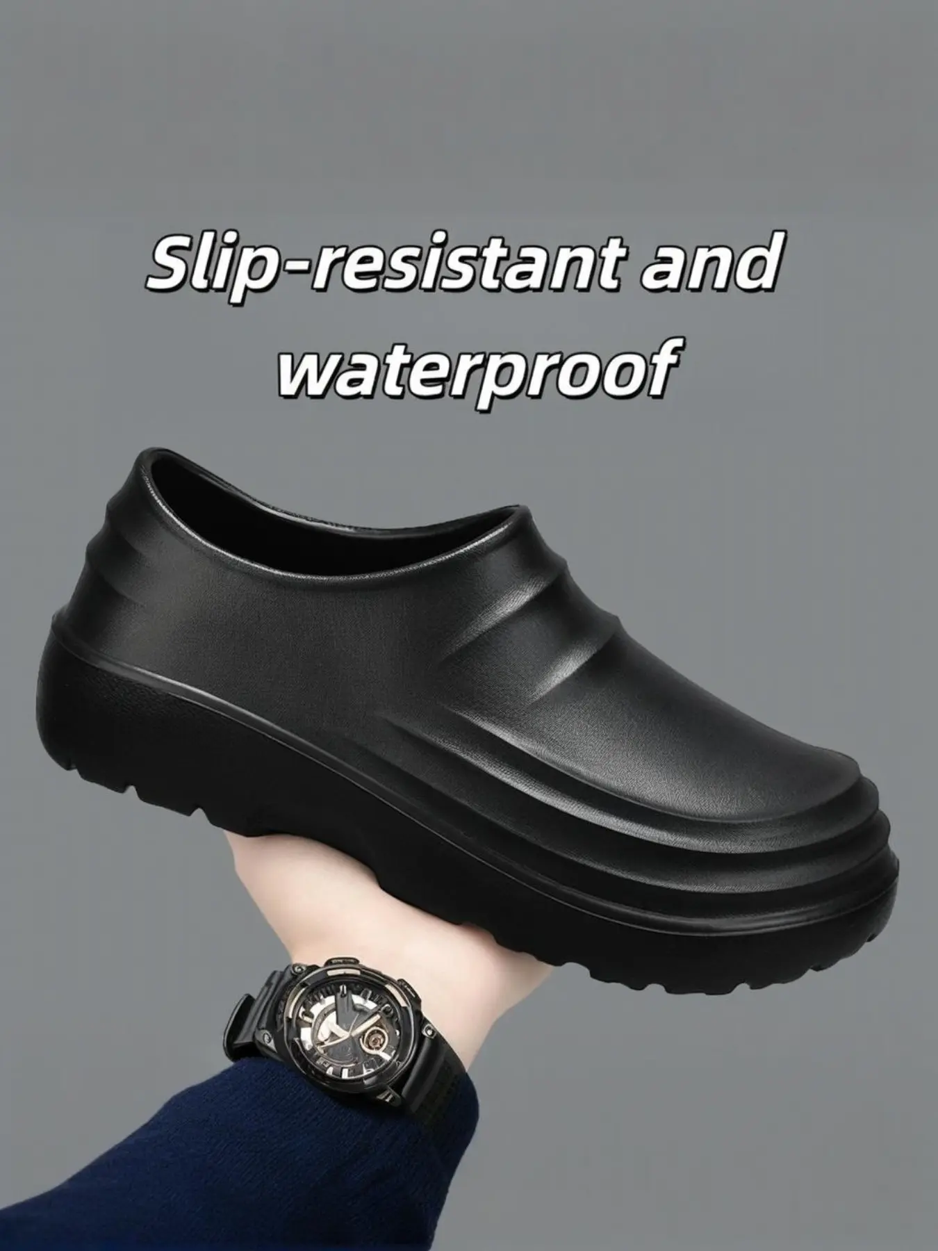 Fashionable Men's Eva Slippers, Anti-Slip Waterproof Thick Sole Design, Breathable Indoor & Outdoor Wear, Unisex Comfort Shoes