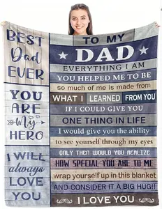 Punofell 280gsm Soft Flannel Blanket, Ideal Dad Birthday Gift from Daughter/Son for Papa & Bonus Dad, Multi‑Occasion Gift for Holiday, Anniversary & Festival, Personalized Present for Family, Friends & Pets, Versatile for Home, Office, Camping & Decor