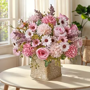 Elegant Peony & Rose Artificial Flower Set, Light Hydrangea Accents, Decorative Flower, Vibrant Faux Flowers, Perfect for Home, Living Room, Holidays, Weddings, No Container Included