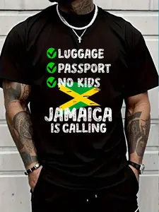 100% Cotton Tee 100% Cotton Jamaican Travel Vacation Outfit To Jamaica Men Jamaica T-Shirt Casual Short Sleeve Shirt Men Graphic Tee Men's Breathable T-Shirt with Look