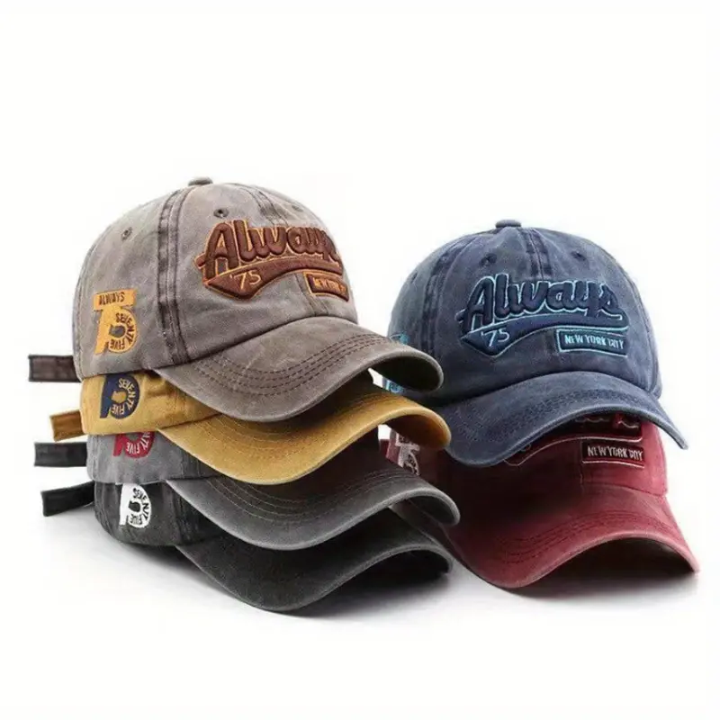 6-Piece Vintage Washed Distressed Letter-Embroidered Baseball Cap Set, Embroidered Trucker Hats for Outdoor Sports, Embroidered Trucker Hat, Hat Set