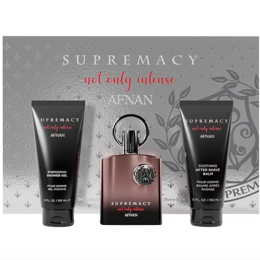 AFNAN Not Only Intense Gift Set Eau de Parfum (3.4 Oz) + After Shave (5 Oz) + Shower Gel (5 Oz) Perfume Cologne Fragrance Fresh Fruity Woody Amber