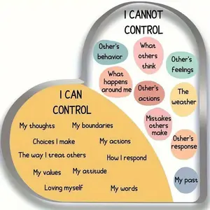 Heart Shaped Acrylic Desktop Decoration Sign, 1 Count Multipurpose Tabletop Plaque, Contemporary Style Mindfulness & Mental Health Reminders for Desktop Ornaments, Creative Desktop Decoration