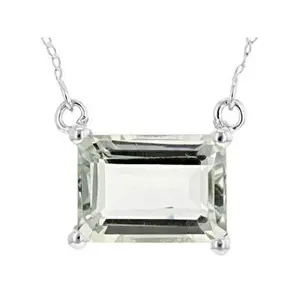 JTV Green Prasiolite Rhodium Over Sterling Silver Necklace 6.30ct