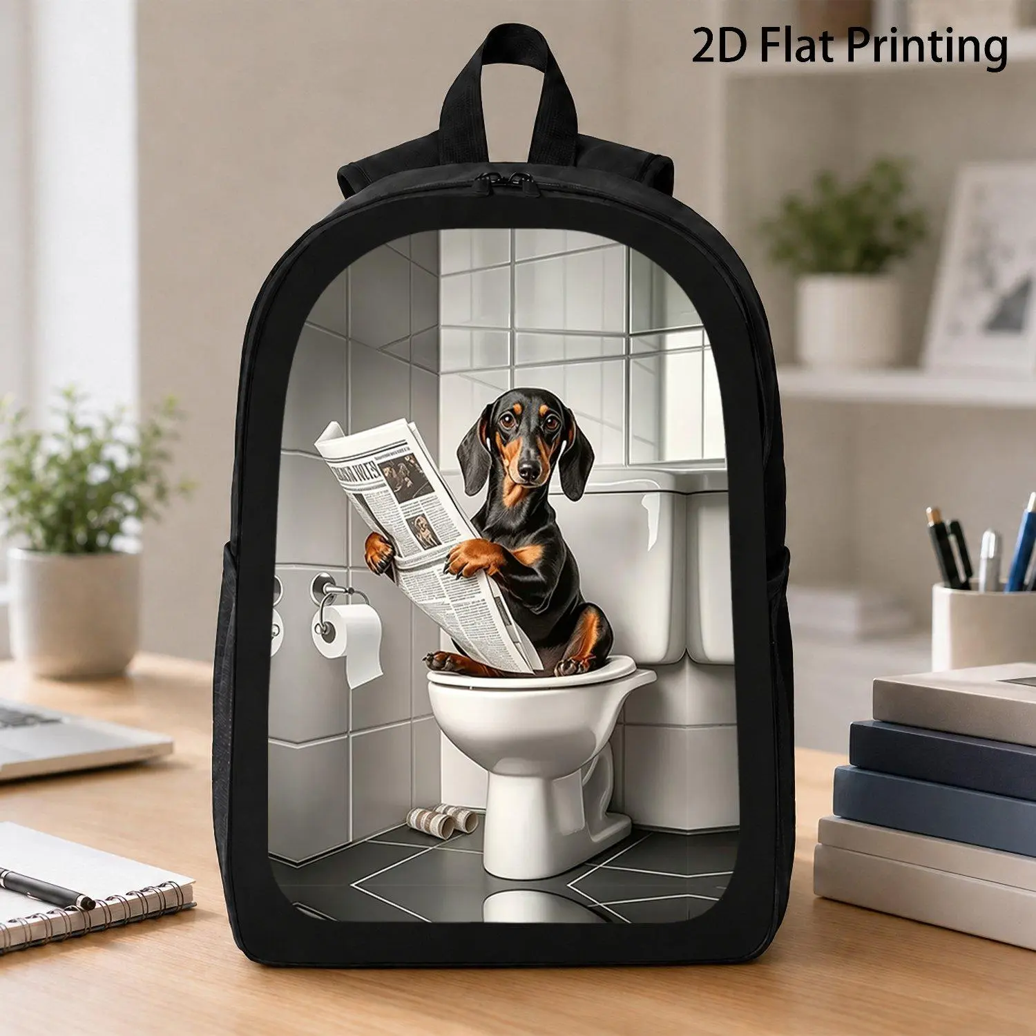 1pc Dachshund Large Capacity 17 Inch Casual Backpack with Water Bottle Holder Lightweight Durable School Autumn Gift Fall Home Work Commuting Travel Picnics Holiday Birthday Presents