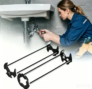 2026 New Multifunctional Sink Wrench Set - 2-Piece Strap Wrench with Anti-Slip Grip, Combination-Ended Spanner Metal Heavy Duty Tool for Basin Sink Maintenance