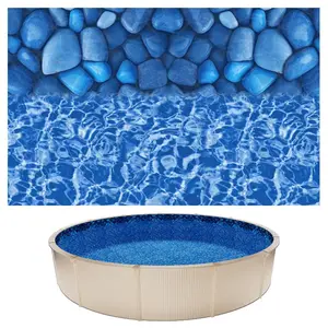 18ft Round Overlap Above-Ground Pool Liner, 52in Wall Height Premium Vinyl, Easy Installation with Leak Patches, Steel-Sided Outdoor Swimming Pool Compatible, Boulder Swirl Design
