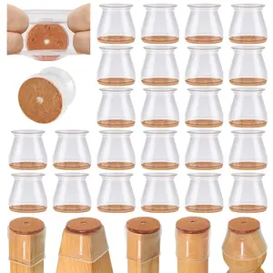 Chair Leg Floor Protector, 24pcs Silicone Chair Leg Cover, Furniture Leg Cap, No Noise Furniture Hardware for Home Office, Room Accessories