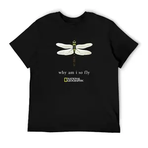 Men's Women's Black T-shirt, National Geographic "Why Am I So Fly" Dragonfly Graphic T-Shirt, Gifts Shirt, Unisex Vintage Graphic Tees Gothic Grunge Y2k Emo Scene Amity Affliction Style Clothes Men Women Streetwear