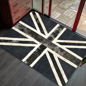 Soft Flannel Door Mat with Flag Decoration, Non-Slip Indoor Rug for Entryway, Living Room, Hallway, Bedroom, Bathroom