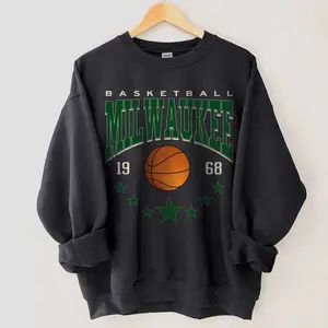 [Sale Up To 30%] + [Free Ship] Milwaukee Basketball Sweatshirt, Retro Style Milwaukee Basketball Crewneck, Milwaukee Sports Apparel, Milwaukee Basketball Fan Gifts, Gift For Football Fans
