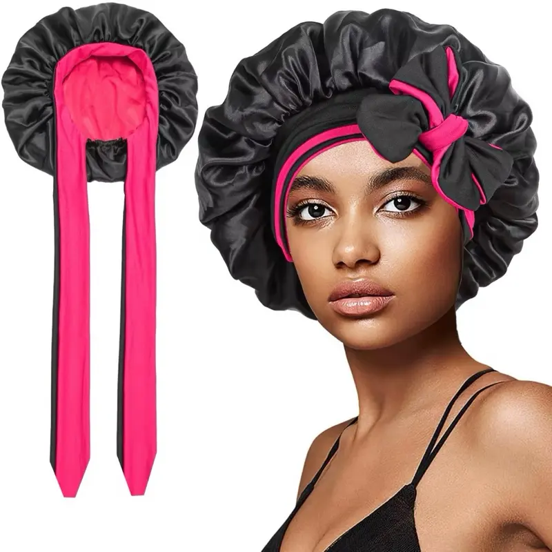 Xtra Large Double Layer Satin Tie Bonnet, Great to Protect Thick, Long Hair & Braids