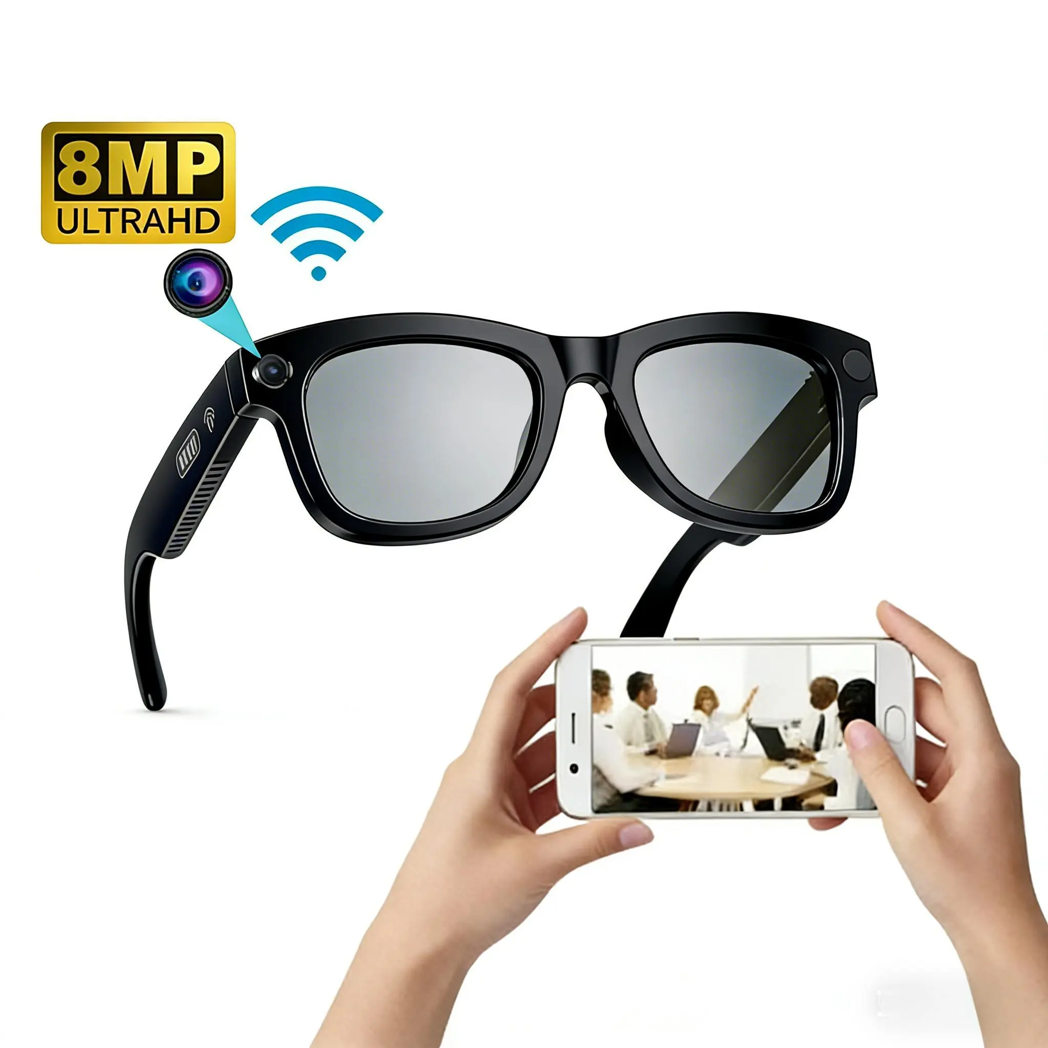 AI Smart Translation Glasses - 3D Audio & Video Accessory with Camera, Object Recognition, Large Language Model Chat, Bluetooth Calling, Music Functions