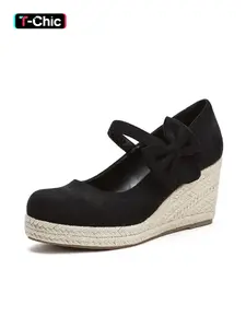 Women's Thick Sole Wedge Sandals, Fashion Closed Toe Heeled Shoes, Floral Decor Slip-On Design, Perfect for Summer Beach Vacation & Daily Wear, Elegant Party Shoes