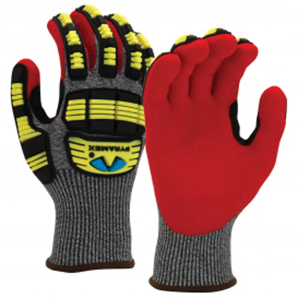 Pyramex GL609C Sandy Nitrile Cut-Resistant Gloves, A5, Red, Small