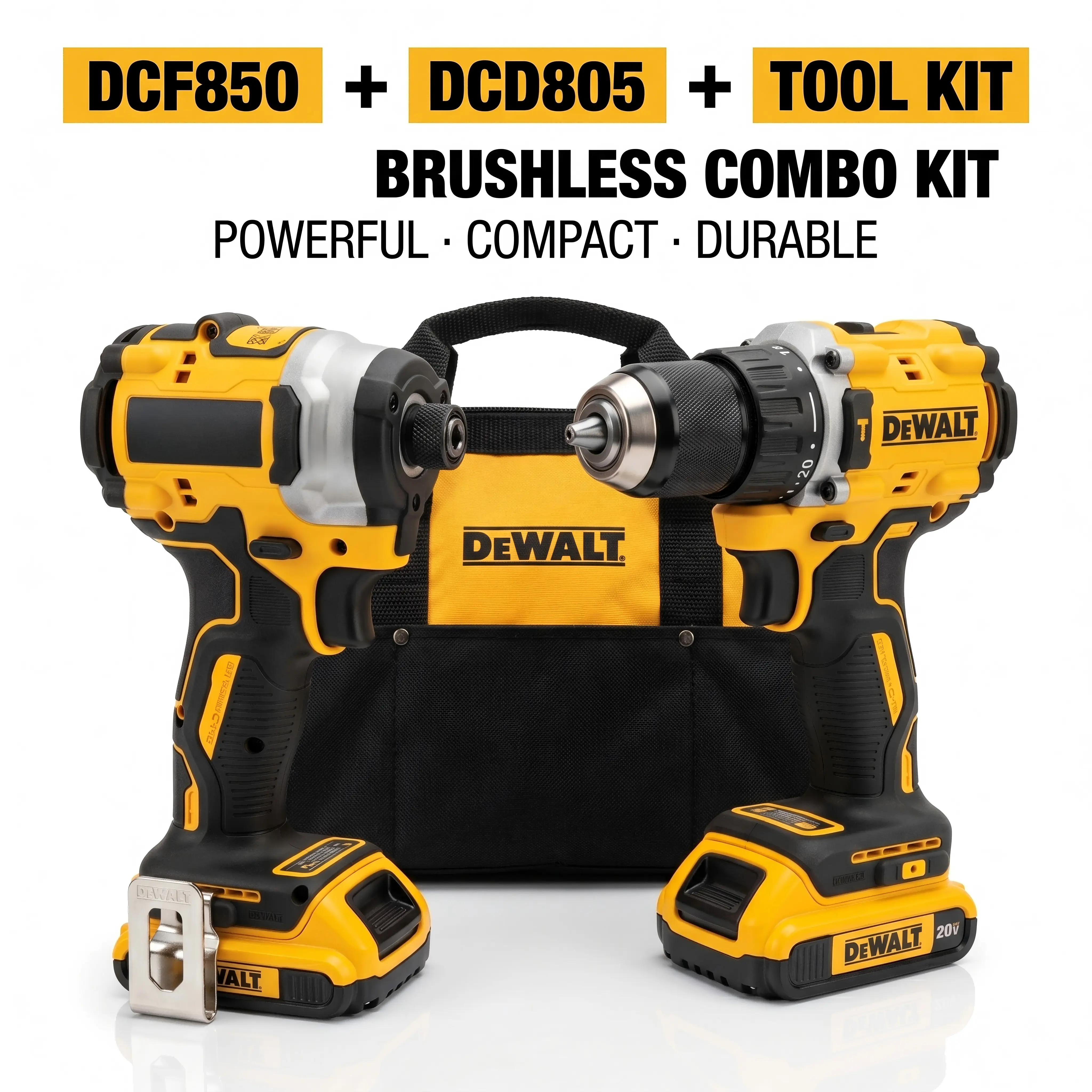 DCF805 & DCF850 Cordless Tool Kit Set - Cordless Driver, Screwdriver, Cross Line Laser Level, Multifunctional Drill Bit, Extension Wrench for Construction, DIY Projects & DIY Maintenance