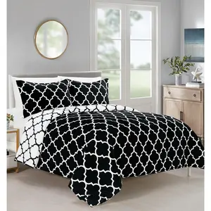 Elegant Comfort 3-Piece Moroccan Trellis Reversible Comforter Set - Luxurious, Silky Soft Microfiber Bedding