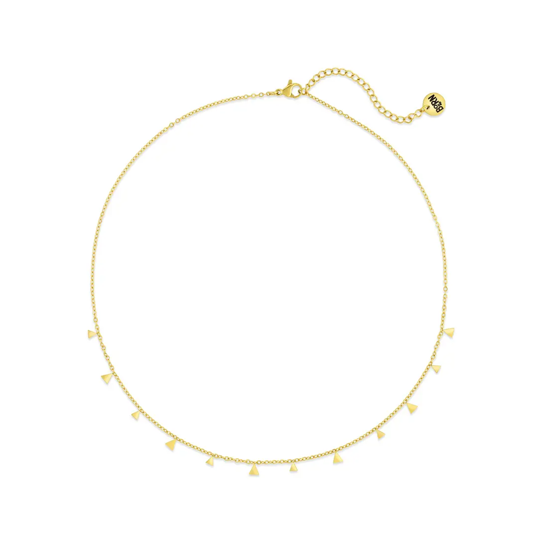 Triangle Sprinkles Necklace - 18Kt Yellow Gold Over Stainless Steel Adjustable Chain 16-18" Elegant Design with Unique Elements for Any Occasion