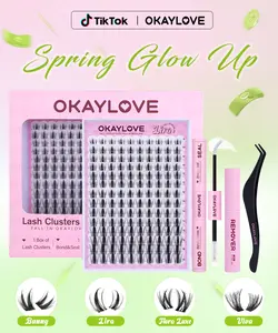 OKAYLOVE Lira Lash Clusters Kit Okaylovelashes with Long-lasting Lash Bond and Seal,Tweezers and Remover for DIY Eyelash at Home for Natural Makeup Girl Gifts