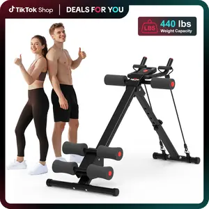 Relife Sports Adjustable Ab Trainer Machine with LCD Monitor, Knee Protection, Foldable Ab Exercise Machine for Arm and Buttocks-Core & Ab Trainer at Home Gym-dealsforyoudays Abdominal Training Equipment