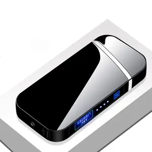 Electric Lighter, Dual Arc, Windproof, LED Battery Indicator, Automatic Protection, Metal,For Candle Camping Kitchen BBQ Daily Use, Collection Decorative Unique Gifts