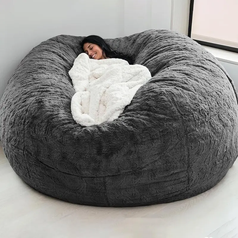 Big Huge Giant Bean Bag Chair for Adults, (No Filler) Bean Bag Chairs in Multiple Sizes and Colors Giant Foam-Filling Required- Machine Washable Covers, Double Stitched Seams (Dark Gray,6FT)